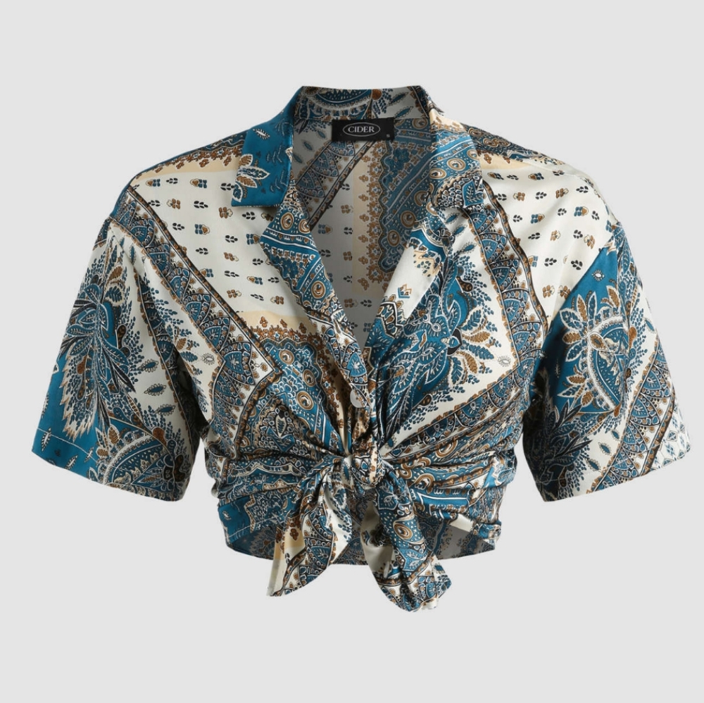 Boho Paisley Short Sleeve Shirt